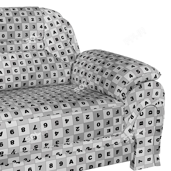 Luxury Black Leather 3-Seater Sofa 3D model image 7