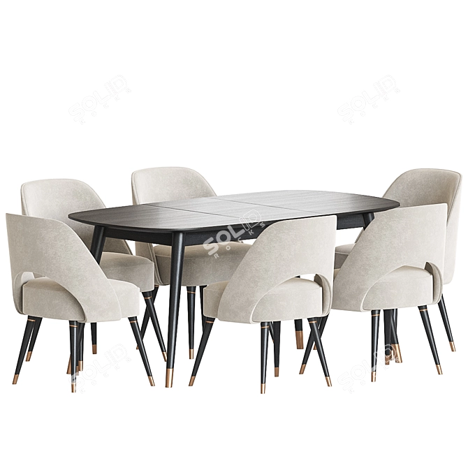 Clover Oak Dining Set 3D model image 2