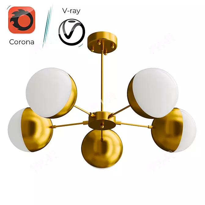 Modern Design Ball Lamp Fixture 3D model image 1