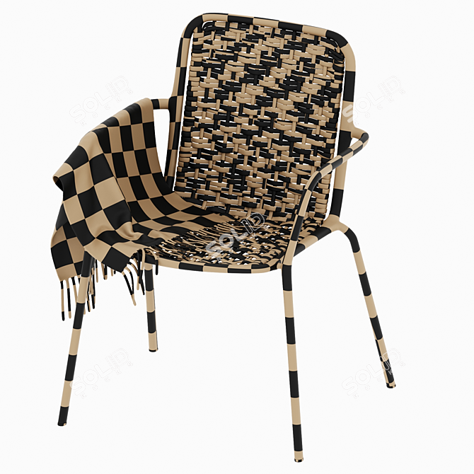 Velvet Rattan Armchair: Stylish Design 3D model image 6