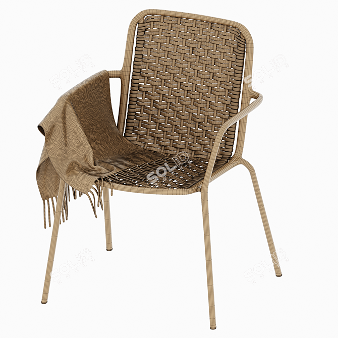 Velvet Rattan Armchair: Stylish Design 3D model image 7