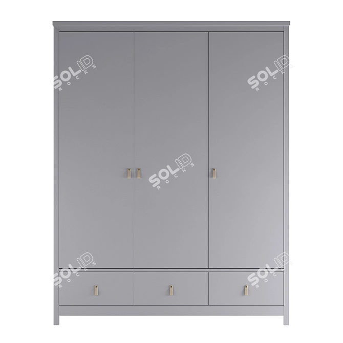 Wood by Ellipse: Three-Door Wardrobe 3D model image 2