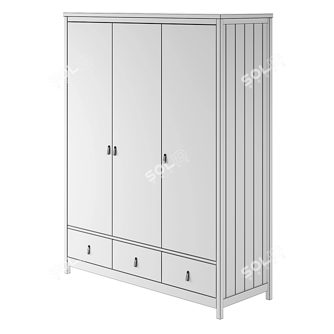 Wood by Ellipse: Three-Door Wardrobe 3D model image 3