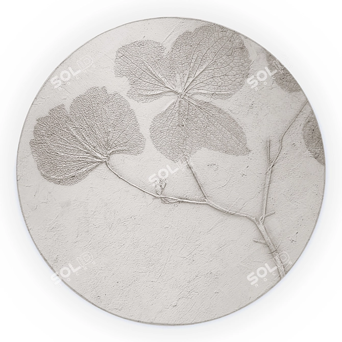 Modern Floral Plaster Panel 3D model image 1