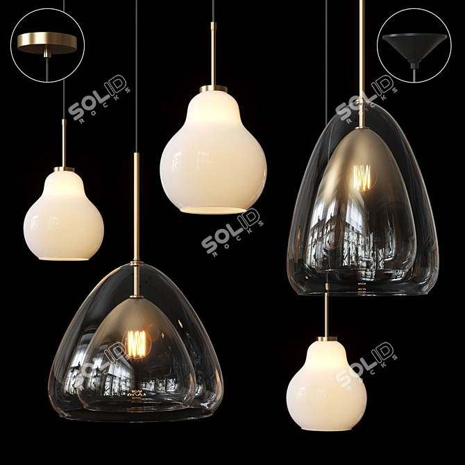 Sleek Selenite & Jocelin Lamps 3D model image 1