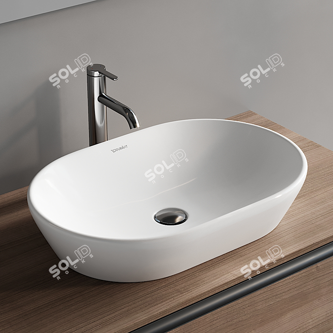 Ketho.2 Double Wooden Vanity Set 3D model image 2