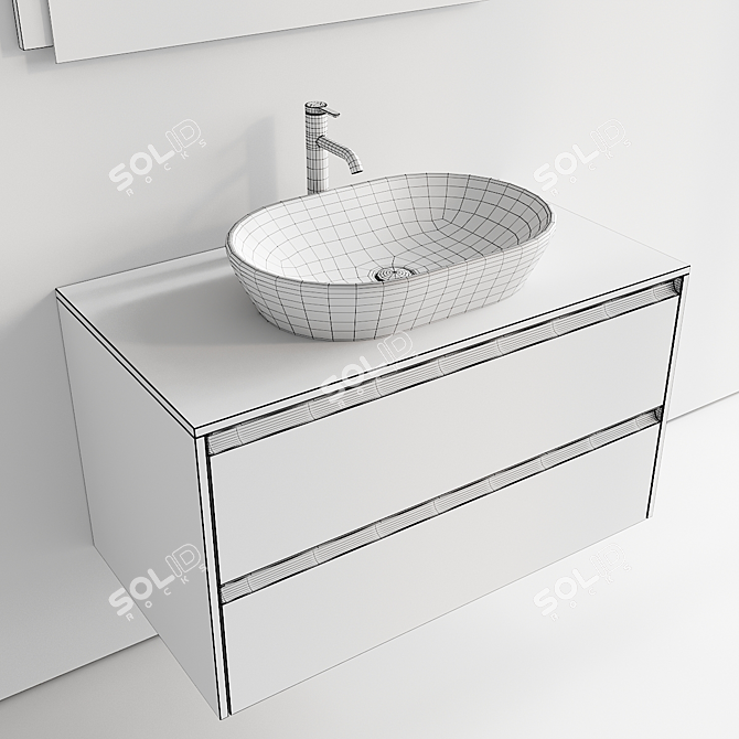 Ketho.2 Double Wooden Vanity Set 3D model image 5