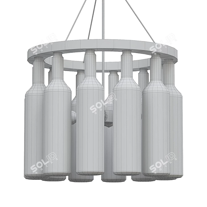 Modern Industrial Wine Bottle Chandelier 3D model image 2