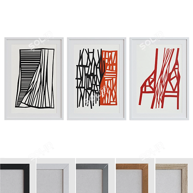 Modern Abstract Picture Frame Set 3D model image 1