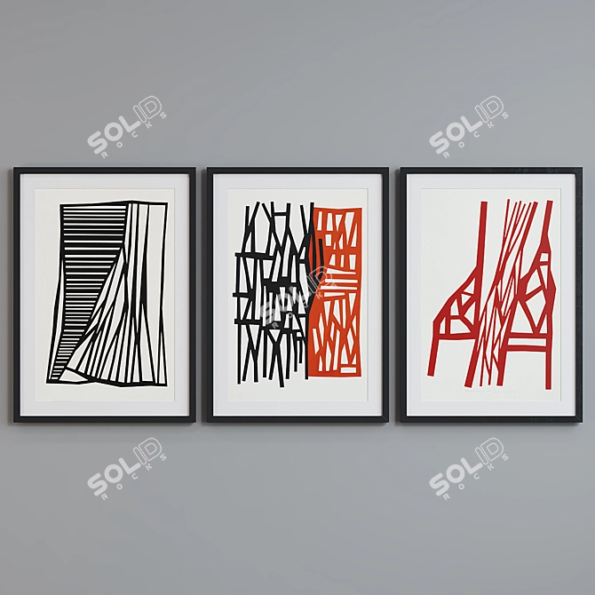 Modern Abstract Picture Frame Set 3D model image 2