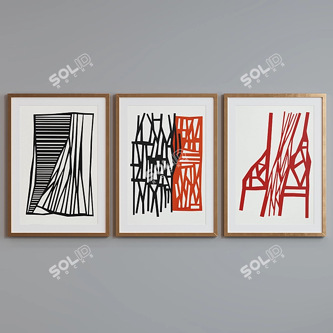 Modern Abstract Picture Frame Set 3D model image 3