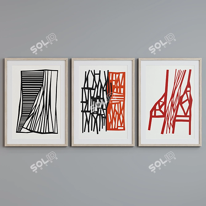 Modern Abstract Picture Frame Set 3D model image 4