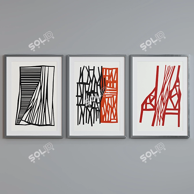 Modern Abstract Picture Frame Set 3D model image 5
