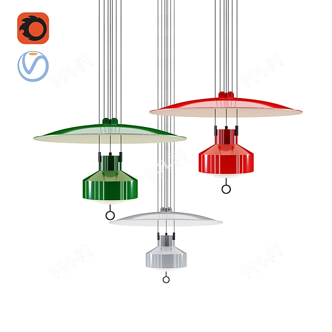 Adjustable Industrial Pendant Light 3D model image 1