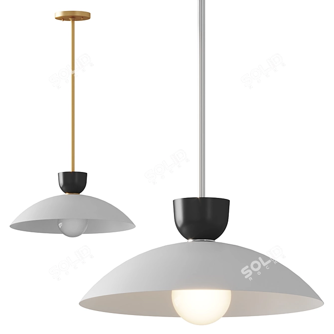 Aged Brass Pendant Light 3D model image 1