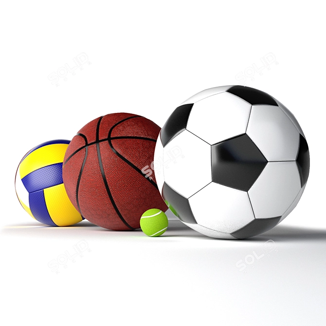 Multi-Sport Ball Set, 5-in-1 3D model image 1