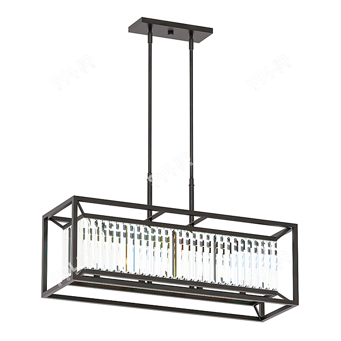 Elegant Vintage Bronze Linear Chandelier 3D model image 1