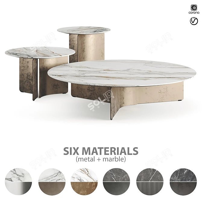 Luxury Marble Coffee Table Collection 3D model image 9