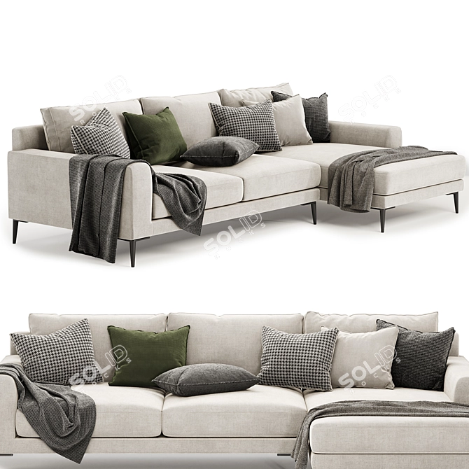 Harper Modern Chaise Sectional Sofa 3D model image 2