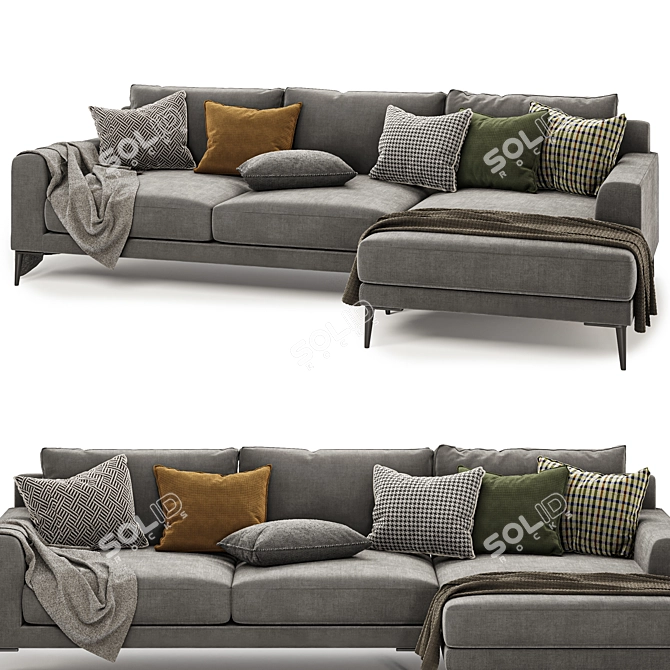 Harper Modern Chaise Sectional Sofa 3D model image 3