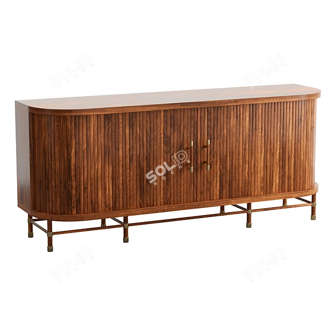 Luxury Marble-Top Tamboured Buffet 3D model image 1