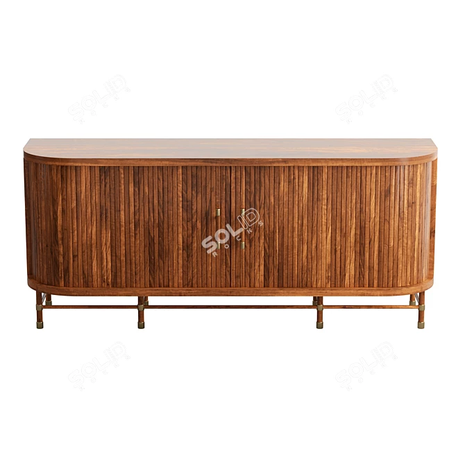 Luxury Marble-Top Tamboured Buffet 3D model image 2