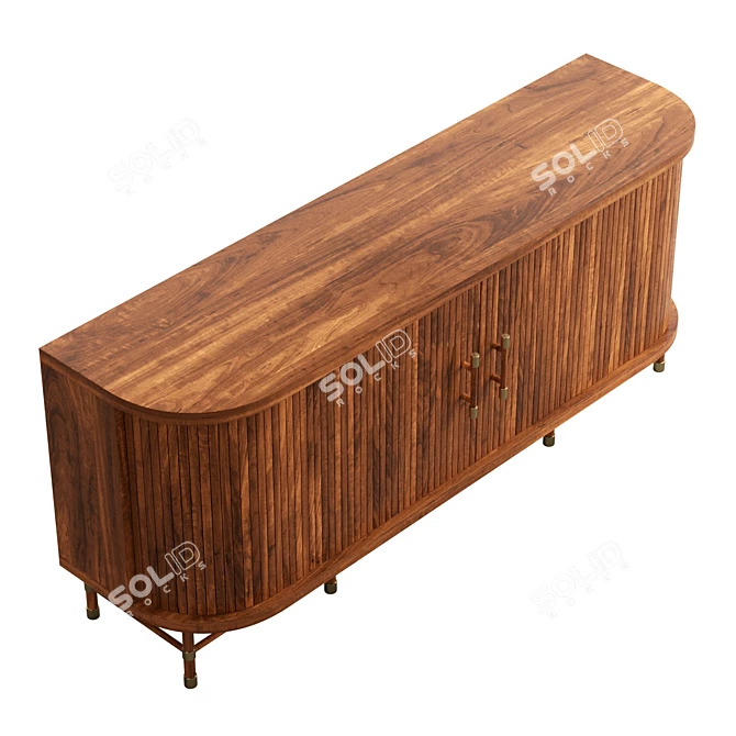 Luxury Marble-Top Tamboured Buffet 3D model image 3