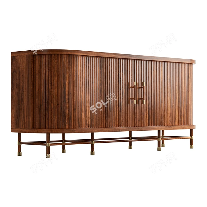 Luxury Marble-Top Tamboured Buffet 3D model image 4