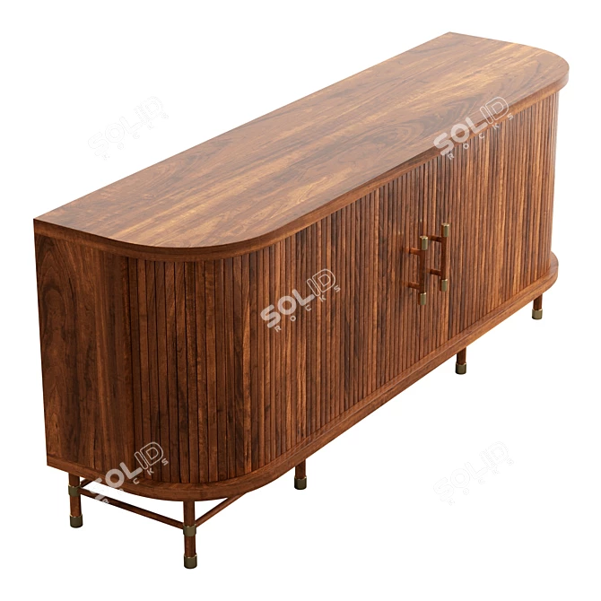 Luxury Marble-Top Tamboured Buffet 3D model image 5