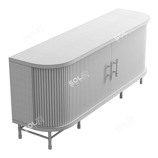 Luxury Marble-Top Tamboured Buffet 3D model image 6