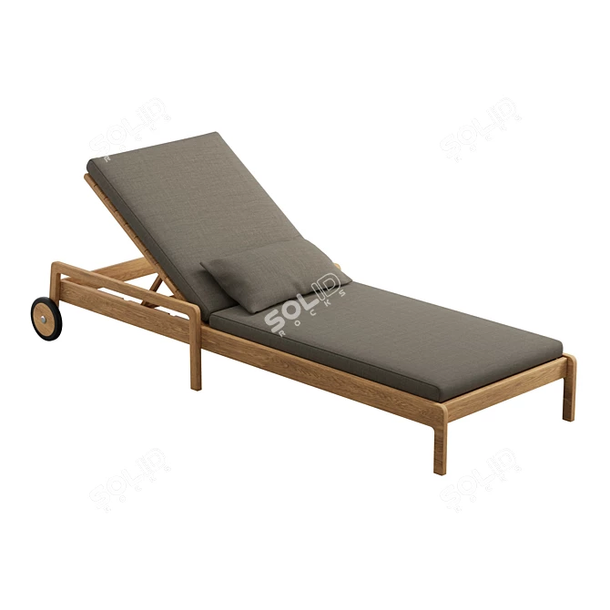 Tahitian Resort Style Teak Lounger 3D model image 2