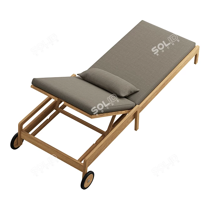 Tahitian Resort Style Teak Lounger 3D model image 5