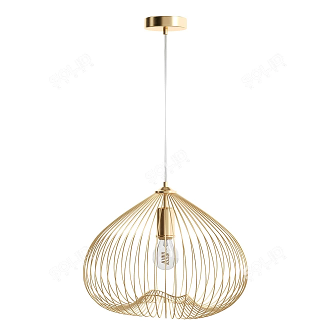 Industrial Gold Metal Pendant Light 3D model image 1