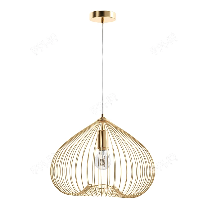 Industrial Gold Metal Pendant Light 3D model image 2