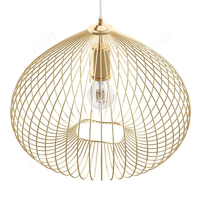Industrial Gold Metal Pendant Light 3D model image 4