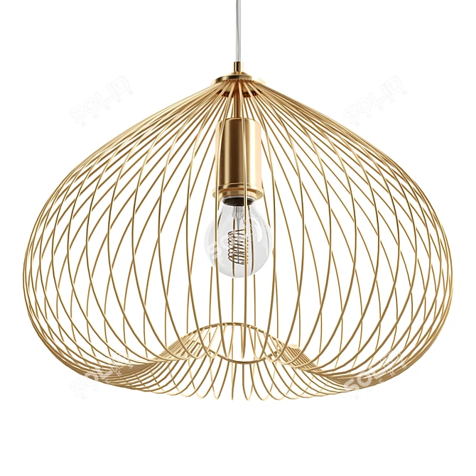 Industrial Gold Metal Pendant Light 3D model image 5