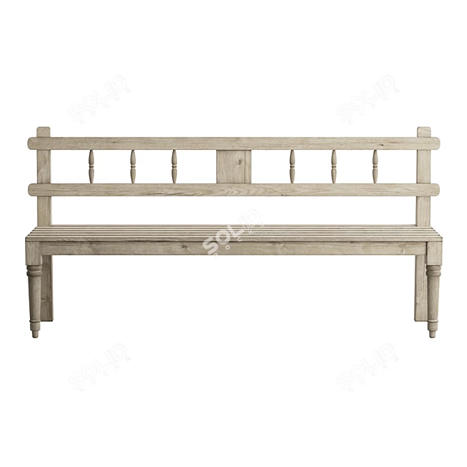 Eco-Chic Reclaimed Teak Bench 3D model image 2