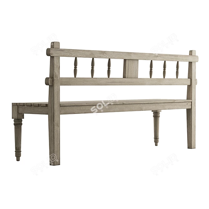 Eco-Chic Reclaimed Teak Bench 3D model image 4