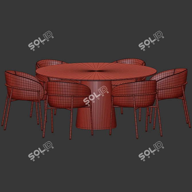 Elegant Velvet Upholstered Dining Set 3D model image 3