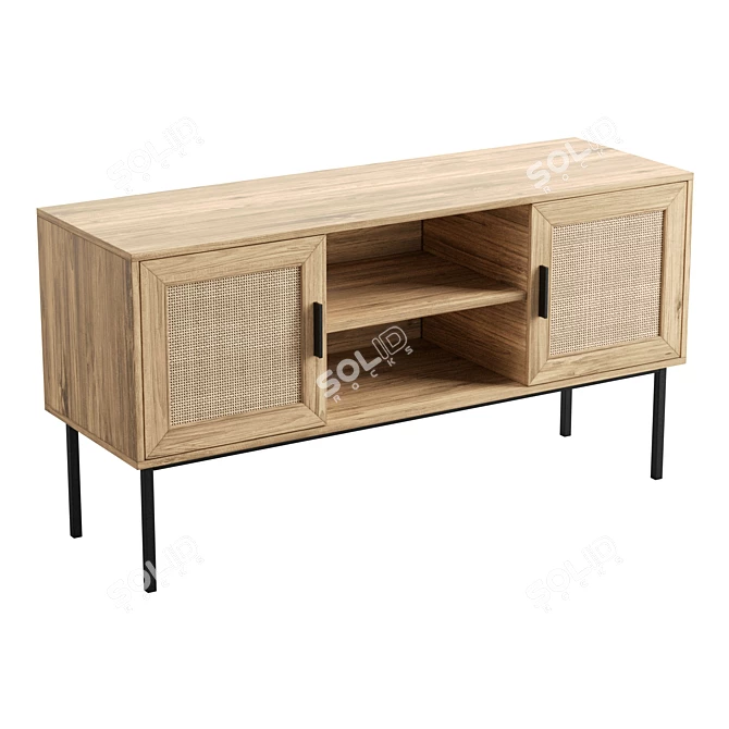 Boho Rattan Door TV Stand 3D model image 1