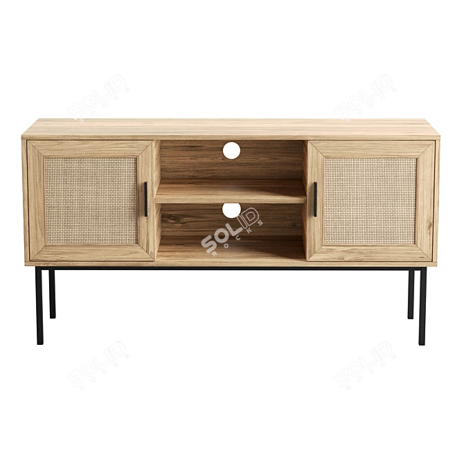 Boho Rattan Door TV Stand 3D model image 2