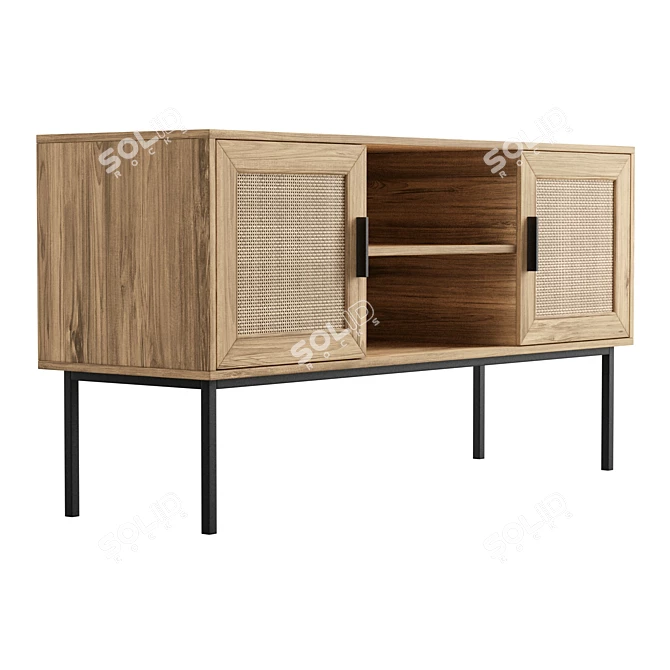 Boho Rattan Door TV Stand 3D model image 3