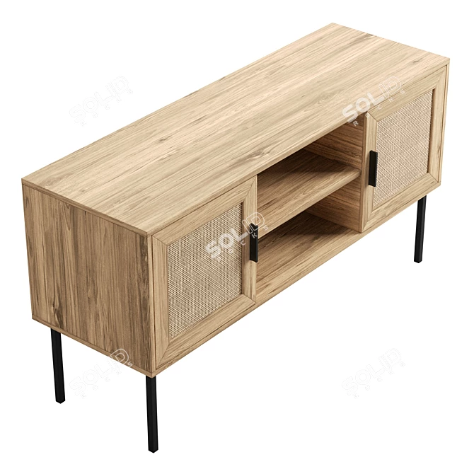 Boho Rattan Door TV Stand 3D model image 4