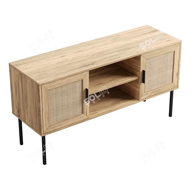 Boho Rattan Door TV Stand 3D model image 5
