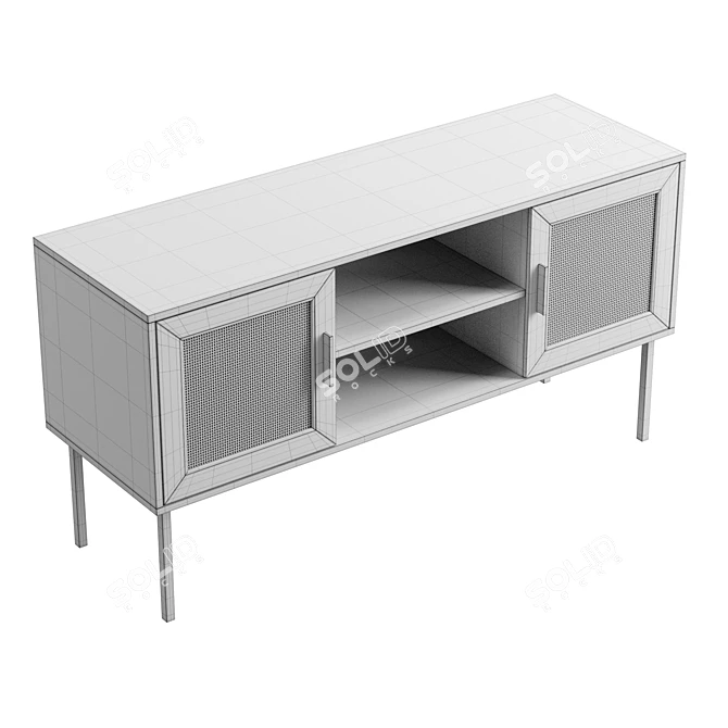 Boho Rattan Door TV Stand 3D model image 6