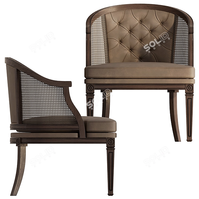 Sleek Cane Chair Set 3D model image 4