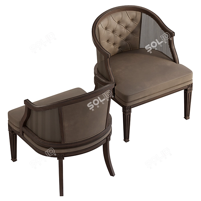 Sleek Cane Chair Set 3D model image 5