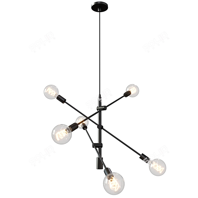 Sydney Industrial Hanging Lamp Black 3D model image 2