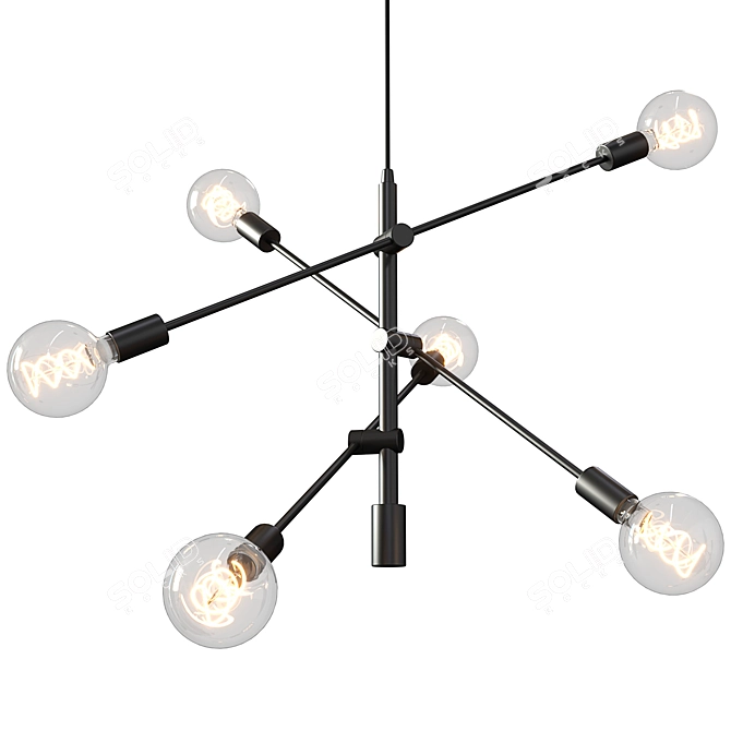 Sydney Industrial Hanging Lamp Black 3D model image 3