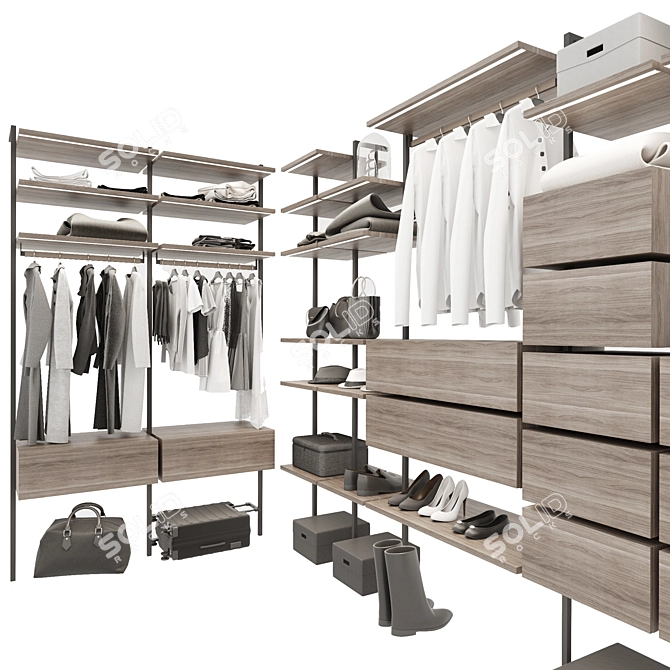 Modern Modular Wardrobe Composition 3D model image 2